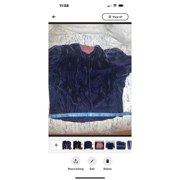 Unique VINTAGE Victorian/Edwardian Blue Velvet Jacket - Picture 7 of 10